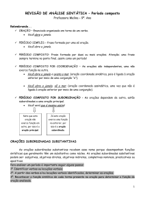 REVISÃO DE ANÁLISE SINTÁTICA – Período composto