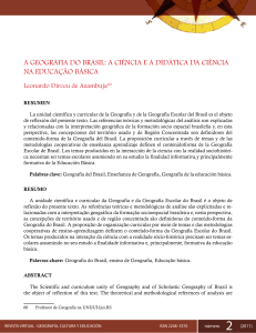 a GeoGraFia do braSil: a ciÊncia e a didÁTica da