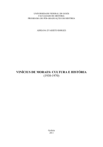 VINÍCIUS DE MORAES: CULTURA E HISTÓRIA (1930