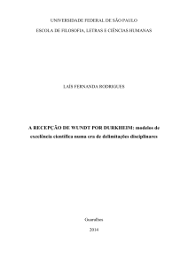 A RECEPÇÃO DE WUNDT POR DURKHEIM: modelos de