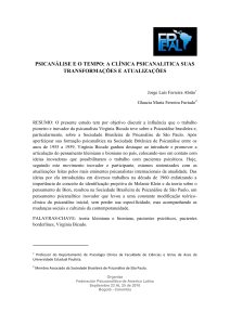 PSICANÁLISE e o TEMPO – A Clinica Psicanalítica e suas