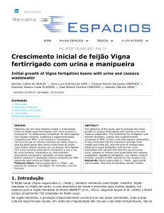 Crescimento inicial de feijão Vigna fertirrigado com urina e manipueira