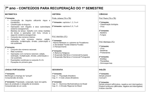 7º ano - CONTEÚDOS PARA RECUPERAÇÃO DO 1º SEMESTRE