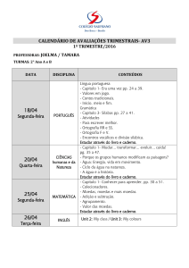 calendário de avaliações trimestrais- av3 18/04 20/04 25/04