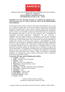 informação da Associação dos Docentes da UEG - Andes-SN