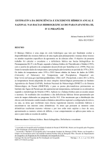 ESTIMATIVA DA DEFICIÊNCIA E EXCEDENTE HÍDRICO ANUAL E