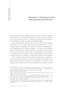 Mecanismo e Teleologia no Con- texto das Antinomias de Kant1