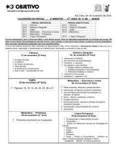 Rio Claro, 09 de novembro de 2016. Inglês 25 de novembro (6ª feira