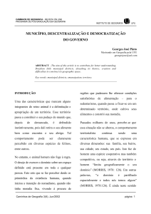 município, descentralização e democratização