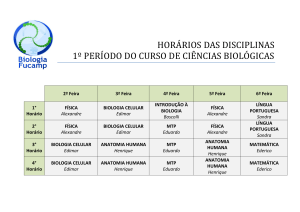 horá rios dás disciplinás 1º peri odo do curso de cie