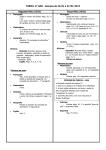 TURMA: 4º ANO - Semana de 23/01 a 27/01/2017 Segunda