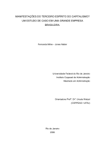 manifestações do terceiro espírito do capitalismo? - coppead
