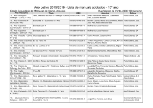 Ano Letivo 2015/2016 - Lista de manuais adotados