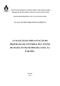 avaliação da implantação do programa de controle do câncer