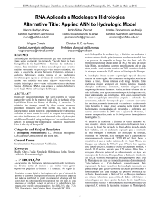 RNA Aplicada a Modelagem Hidrológica Alternative Title: Applied