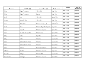 Professor Disciplina (s) Curso/ Turma (s) Dia da semana Horário