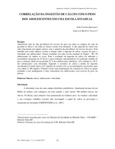 correlação da ingestão de cálcio com o peso dos - IBB