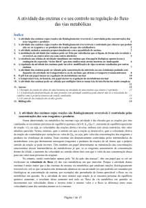 A atividade das enzimas e o seu controlo na regulação do fluxo das