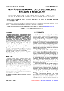 revisão de literatura: casos de antrolito, sialolito e