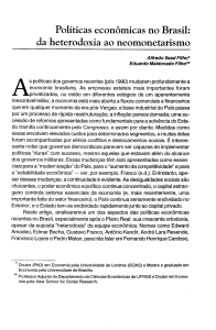 Políticas econômicas no Brasil: da heterodoxia ao neomonetarismo