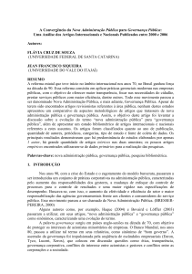 A Convergência da Nova Administração Pública para Governança