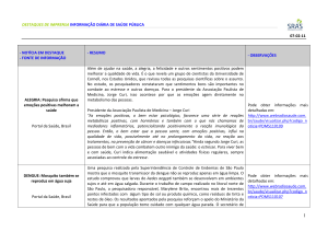 destaques de imprensa informao diria de sade pblica