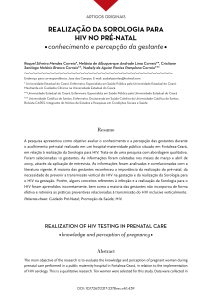 REALIZAÇÃO DA SOROLOGIA PARA HIV NO PRÉ