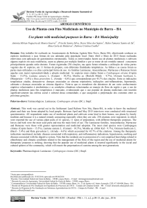 Uso de Plantas com Fins Medicinais no Município de Barra – BA