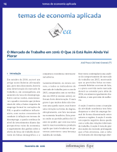 O Mercado de Trabalho em 2016: O Que Já Está Ruim Ainda Vai
