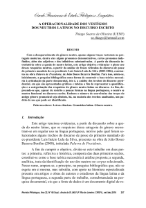 a operacionalidade dos vestígios dos neutros latinos no