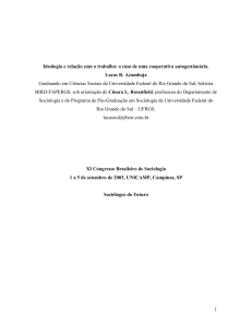 1 Ideologia e relação com o trabalho: o caso de uma cooperativa
