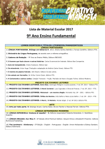 Lista de Material Escolar 2017 9º Ano Ensino Fundamental
