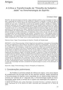 “Filosofia da Subjetividade” na Fenomenologia do Espírito