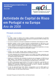 Actividade de Capital de Risco em Portugal e na Europa