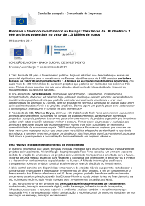 Task Force da UE identifica 2 000 projetos potenciais