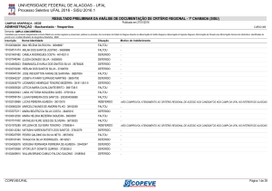 Resultado Preliminar - Critério Regional - Primeira - Copeve