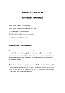 XI ENCONTRO GESVENTURE DISCURSO DE BOAS VINDAS