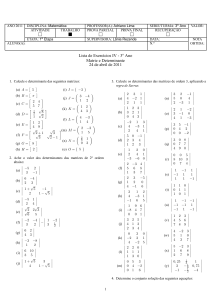 Matriz e Determinante - Professor Adriano Lima Teixeira