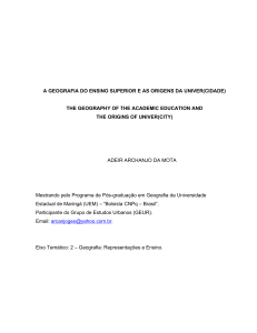 a geografia do ensino superior e as origens da univer(cidade)