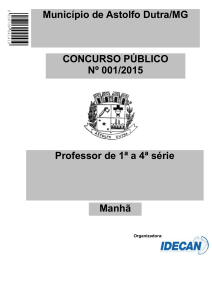 Professor de 1ª a 4ª série CONCURSO PÚBLICO Nº 001/2015