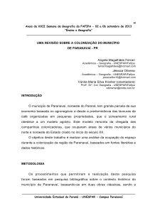 uma revisão sobre a colonização do município de paranavaí