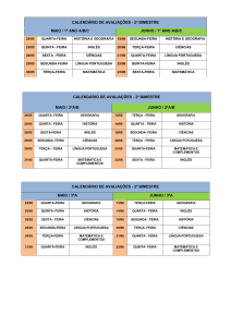 calendário de avaliações - Colégio Batista da Penha