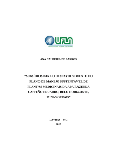 subsídios para o desenvolvimento do plano de manejo sustentável