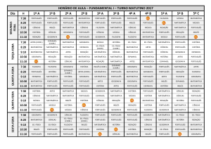 HORÁRIO DE AULA – FUNDAMENTAL I – TURNO MATUTINO