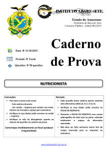 Prova Nutricionista 19/02/2016 - Instituto Abare-ete