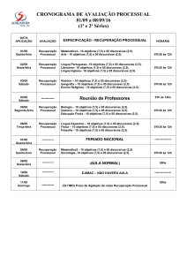 CRONOGRAMA DE AVALIAÇÃO PROCESSUAL 01/09 a 08/09/16