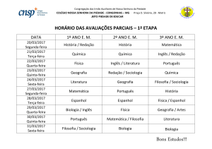 Cronograma das Avaliações Parciais – 1ª Etapa – Ensino Médio