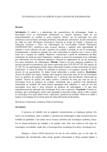 TECNOLOGIA LEVE NA GERÊNCIA DO CUIDADO DE