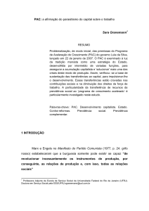 PAC: a afirmação do parasitismo do capital sobre o trabalho Sara