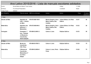 Ano Letivo 2015/2016 - Lista de manuais escolares adotados